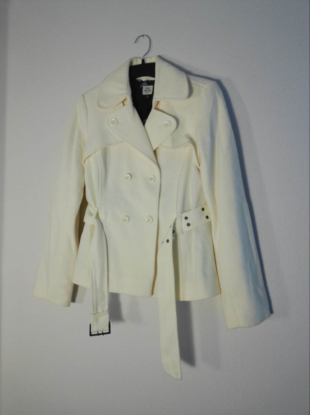 Old Navy Cream Double-Breasted Belted Trench Jacket